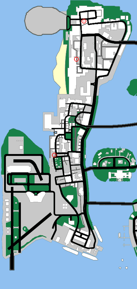 Map of Vice City: Location of Change of Clothes