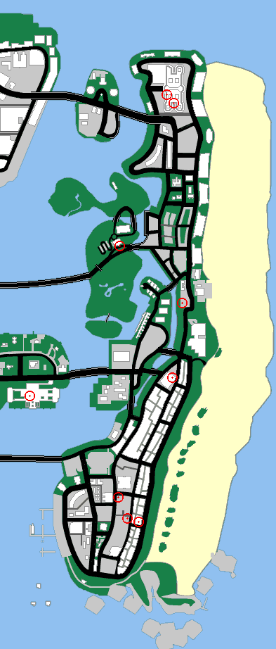 Map of Vice City: Location of Change of Clothes